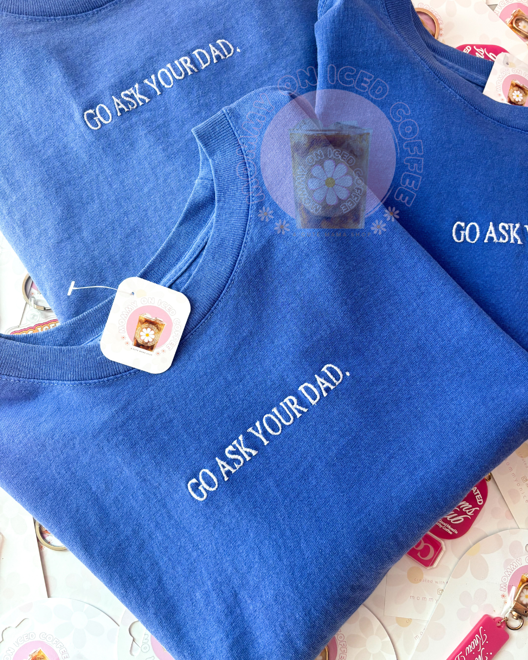 Go Ask Your Dad blue **crop tee
