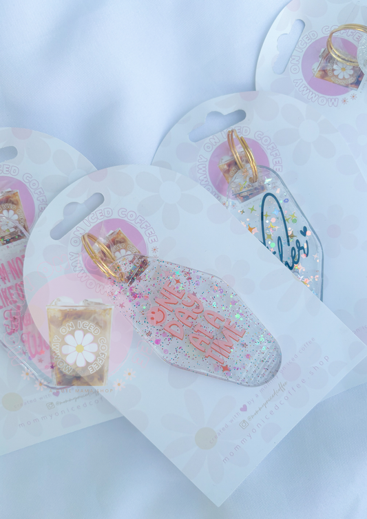 One Day At A Time glitter keychain