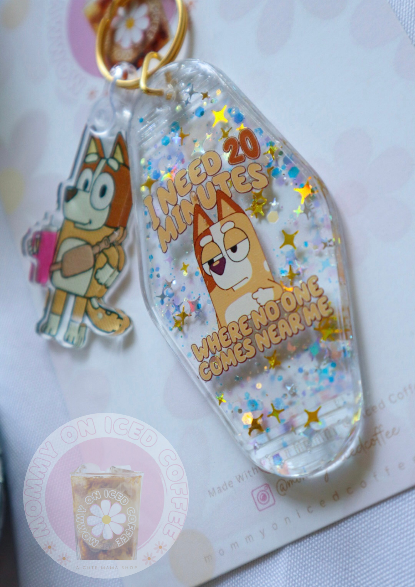 C H I L I glitter keychain