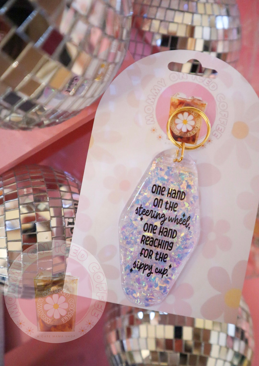 SIPPY CUP glitter keychain