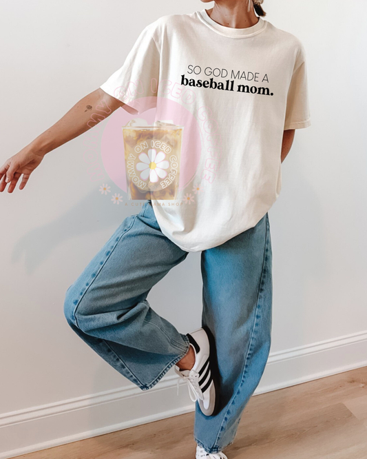 So God Made a Baseball Mom long tee