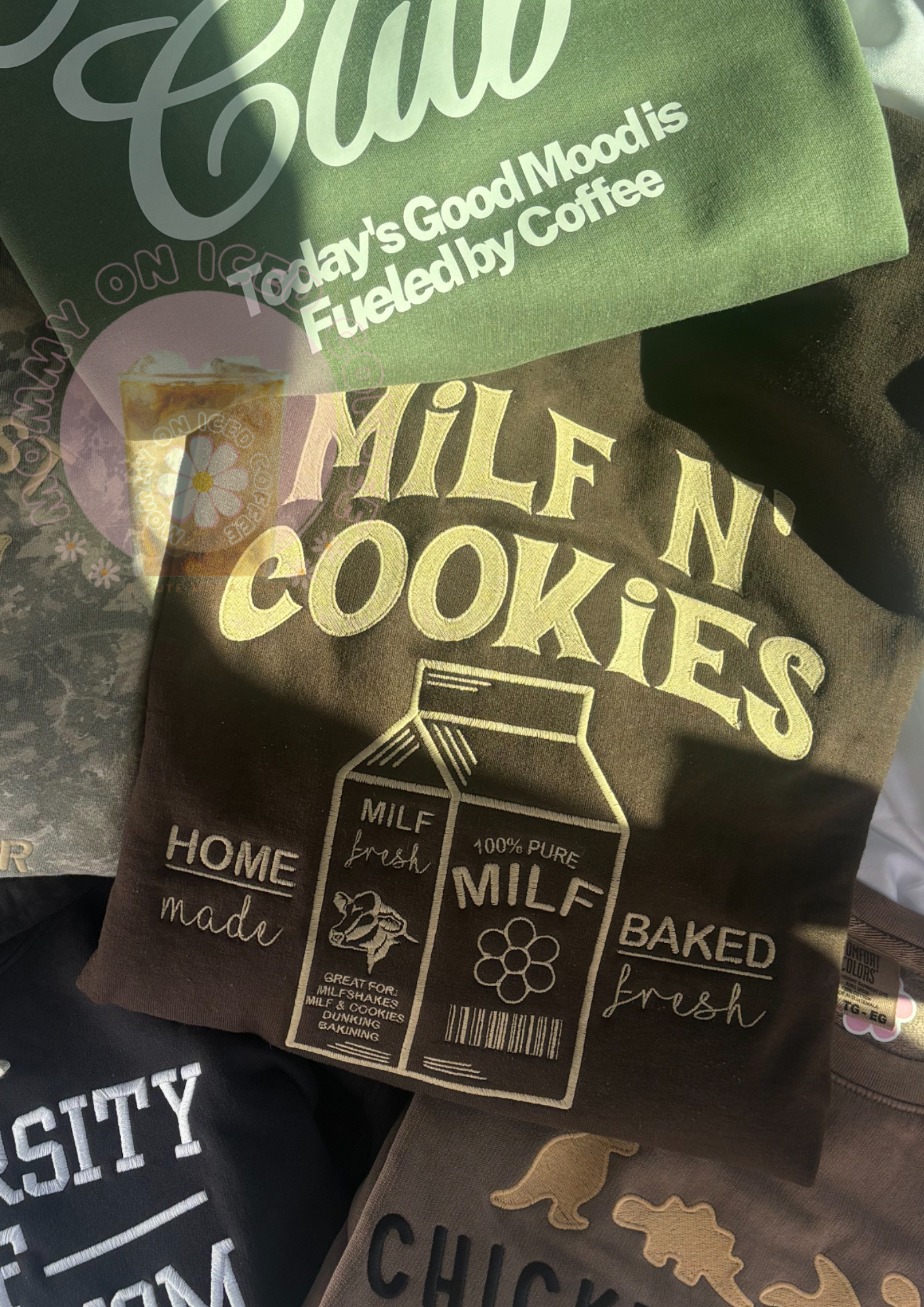 LARGE EMBROIDERED MILF N COOKIES CREWRNECK