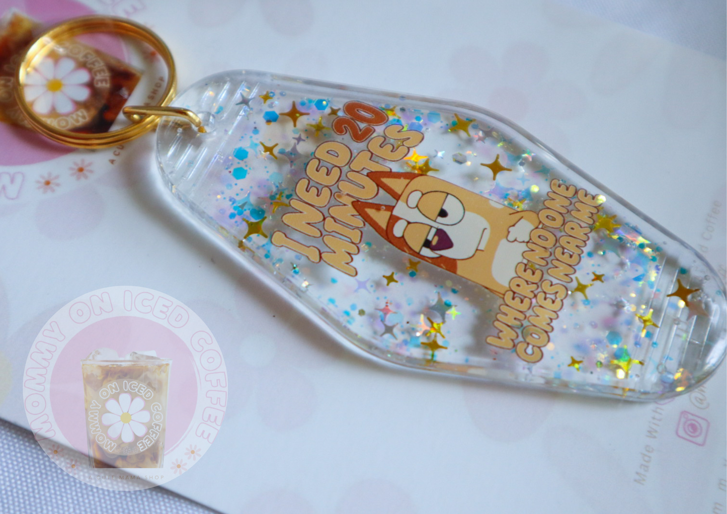 C H I L I glitter keychain